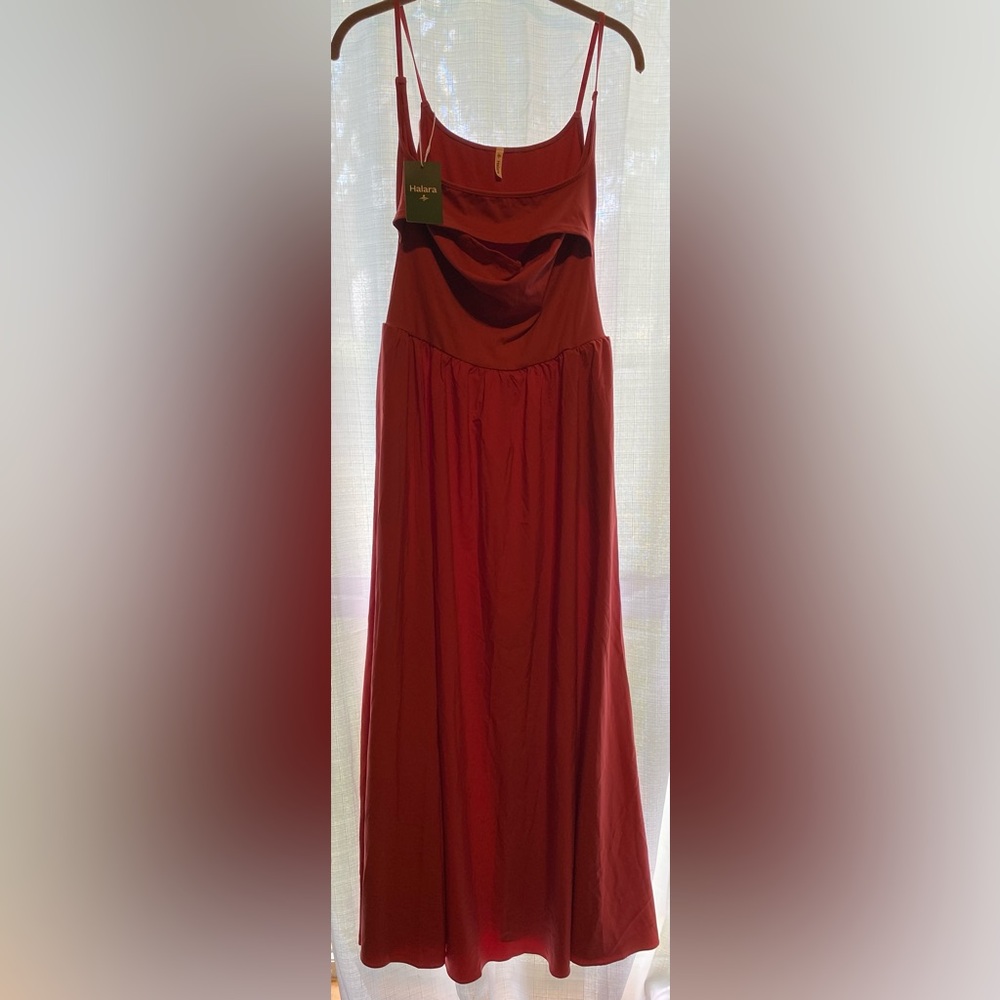 Halara Breezful Backless Flowy Flare Maxi Dress